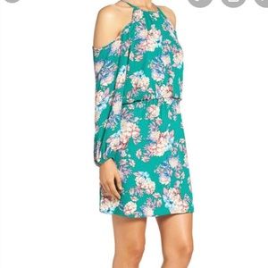 Charles Henry Floral Cold Shoulder Dress